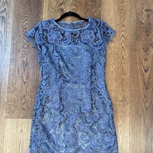 Women's Size 10 Gray Lace Overlay Dress